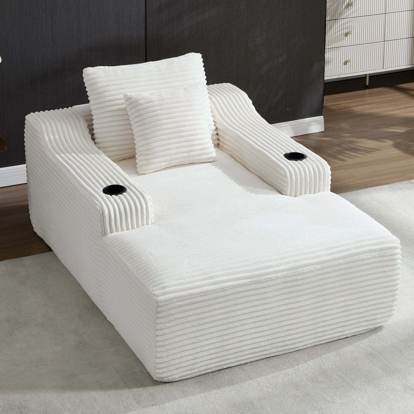 Corduroy Chaise Lounge Chair For Living Room And Bedroom