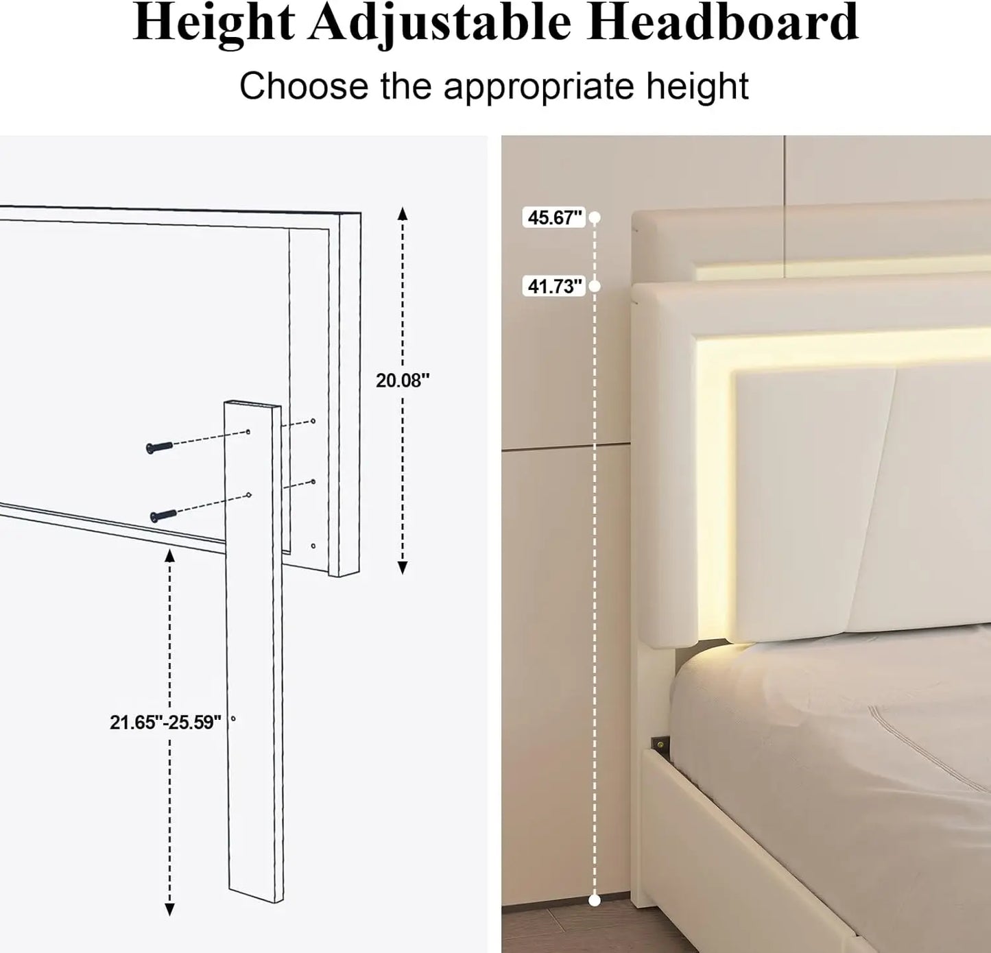 Bed Frame With Storage Drawers LED Headboard Charging Station
