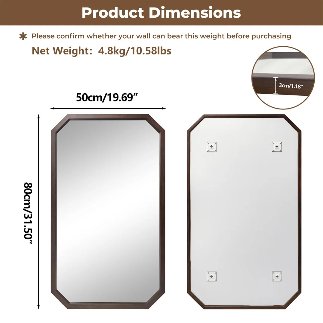 LUVODI Wall Mounted Decorative Mirror Frame with Black Walnut Wood