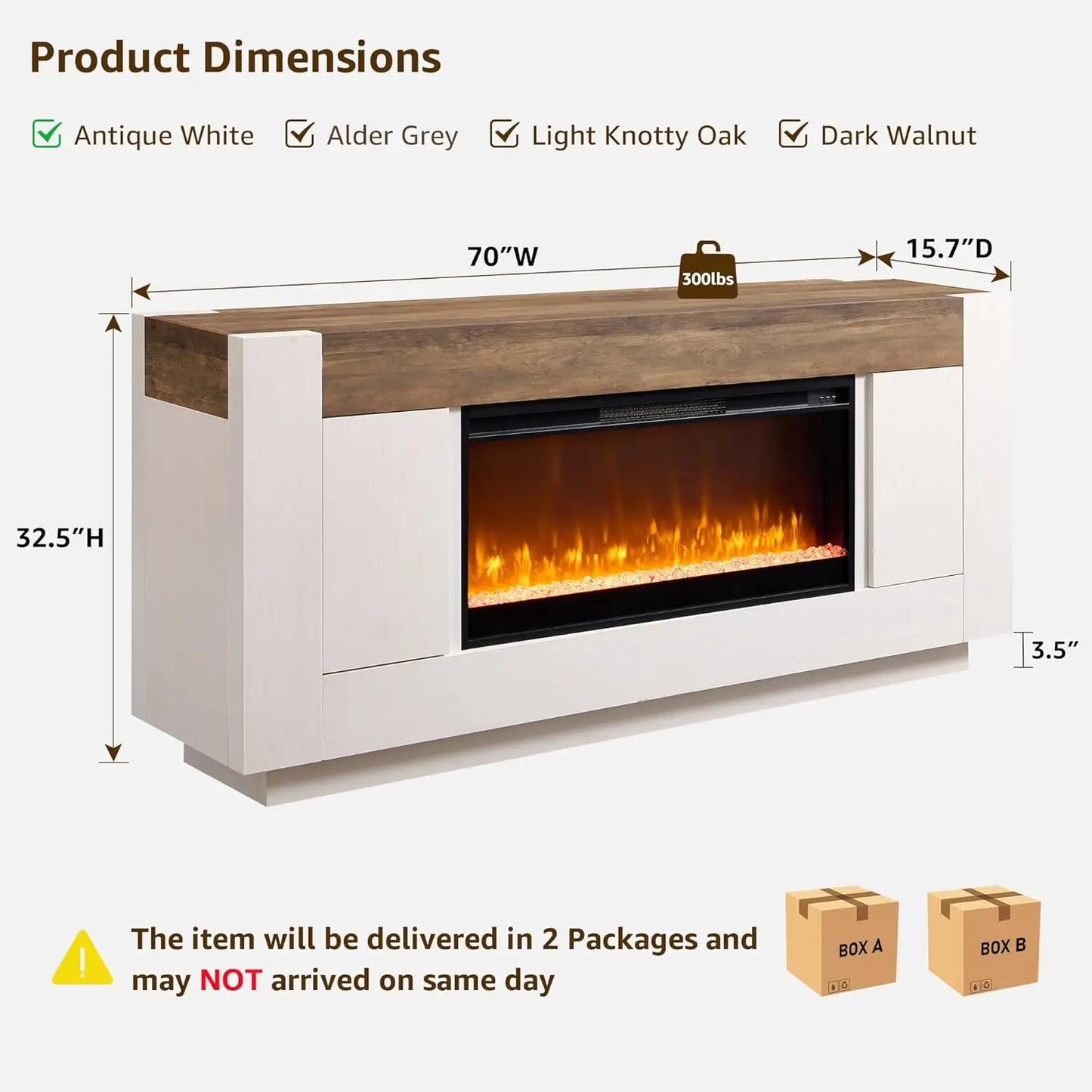 Modern Electric Fireplace Entertainment Center With Media Console Cabinets