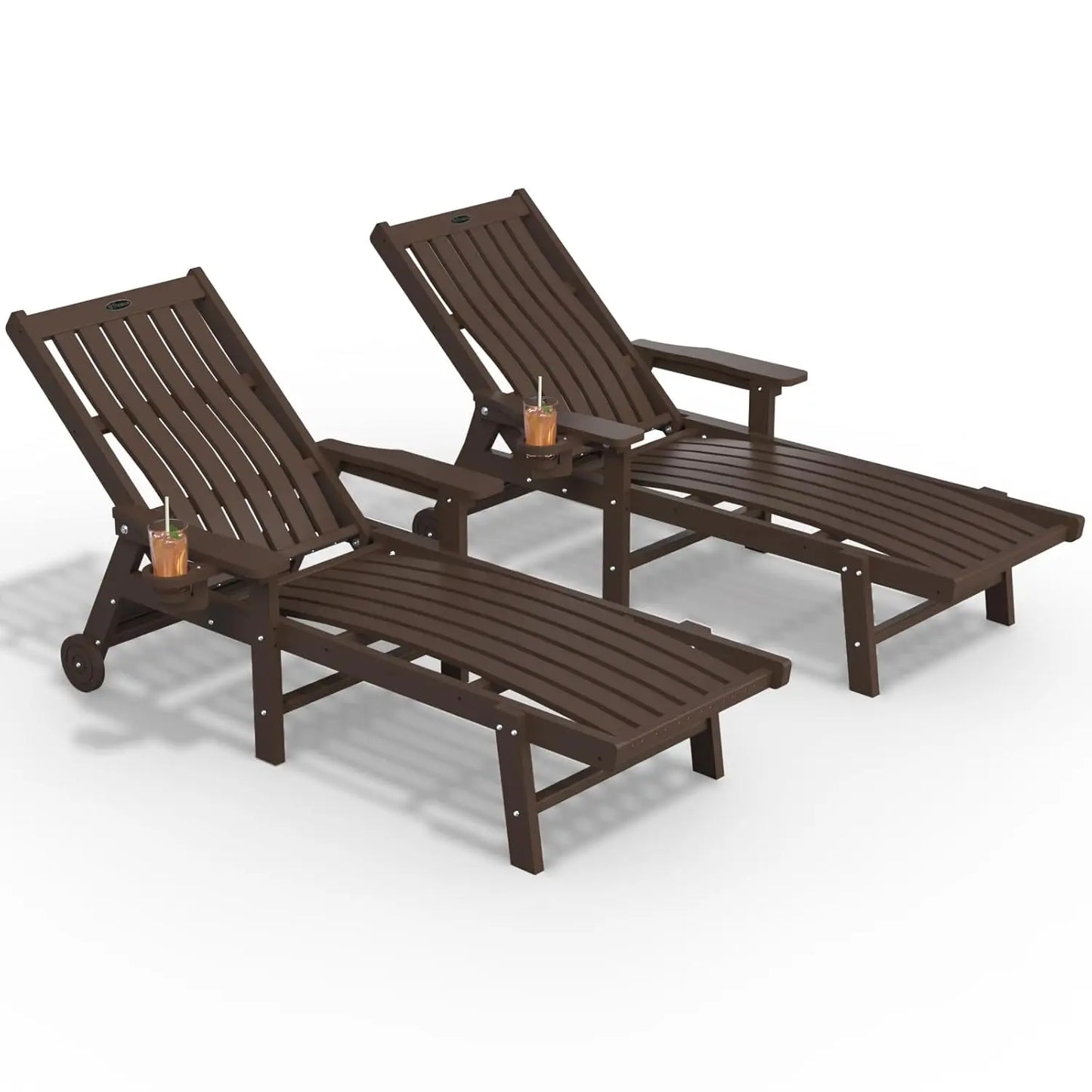 Patio Chaise Lounge Chairs Outdoor With 5 Positions HDPE