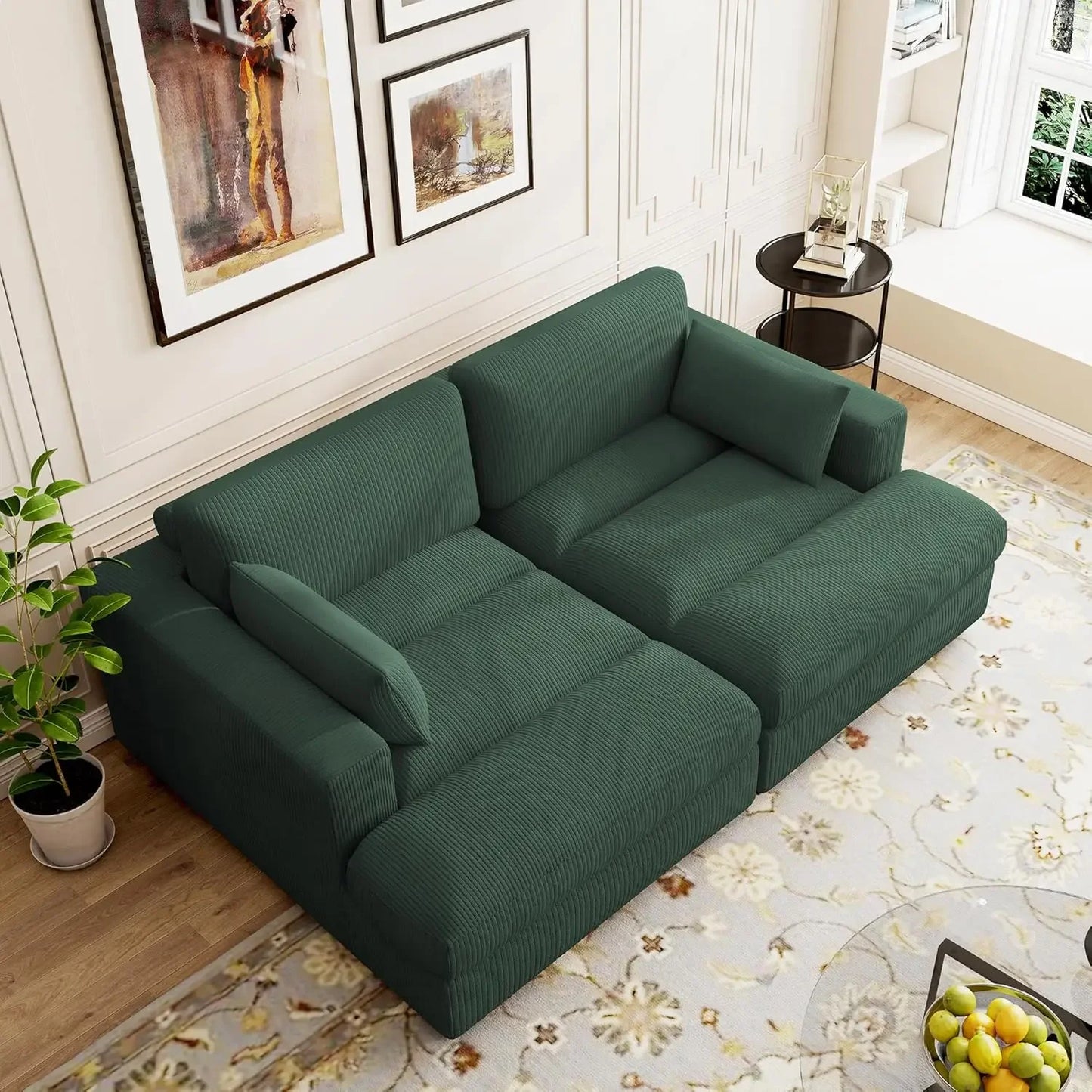 Corduroy Upholstered Oversized Loveseat Recliner Sofa Bed