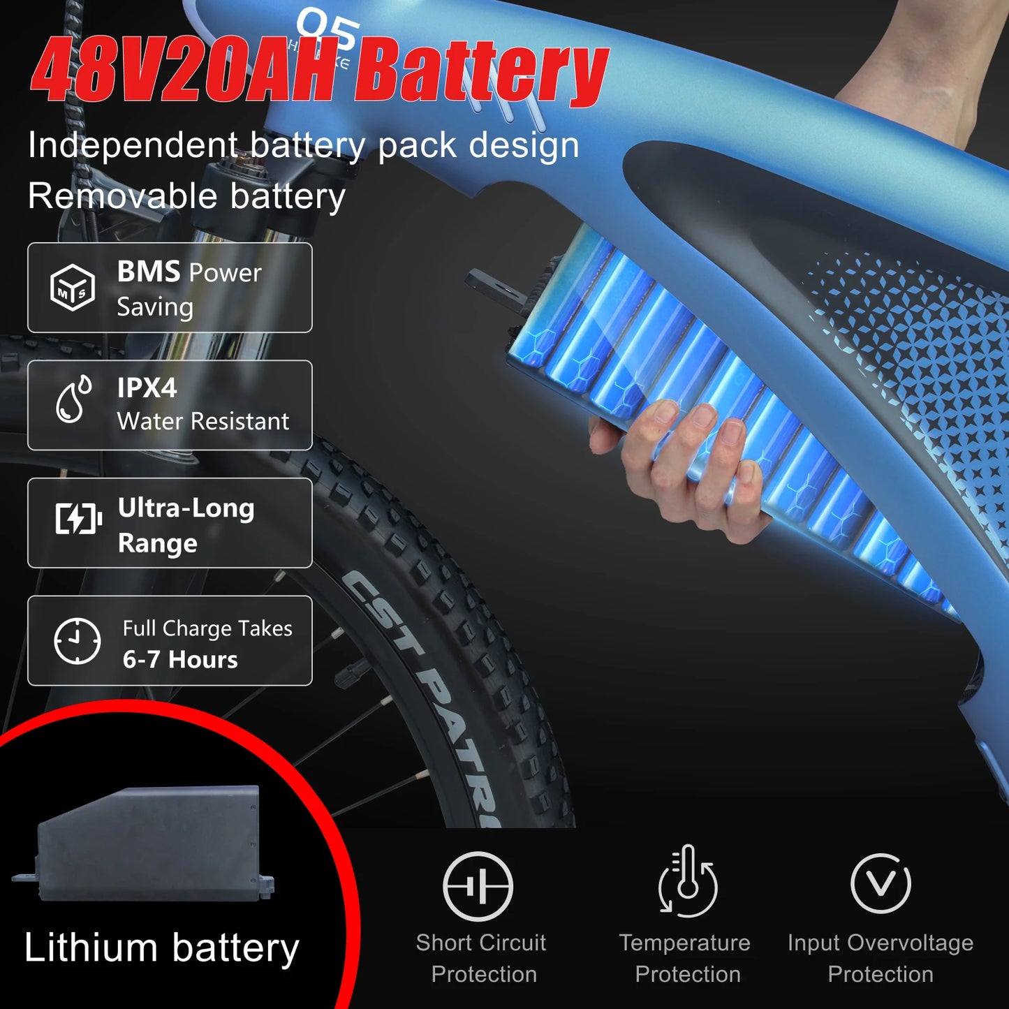 HX Q5 2000W Electric Mountain Bike 48V 20Ah Off Road