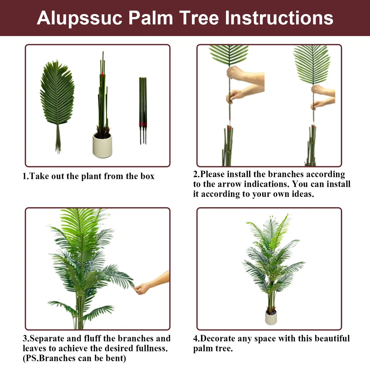 NONECN Artificial Areca Palm Silk Tree For Home Office Indoor Decor