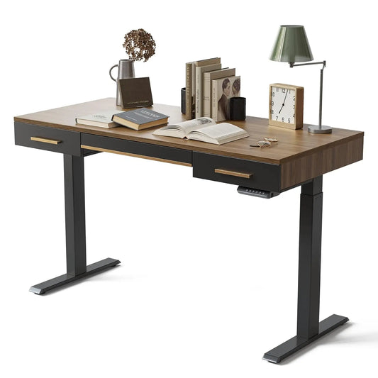 NONE Mid Century Modern Standing Desk With 3 Drawers Office