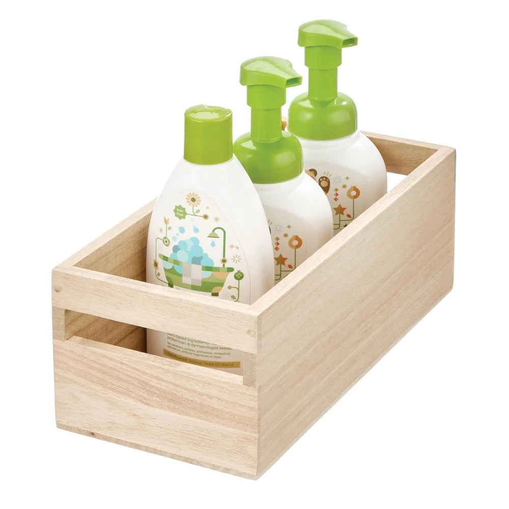Paulownia Wood Storage Bin With Handles For Modular Kitchen Organization
