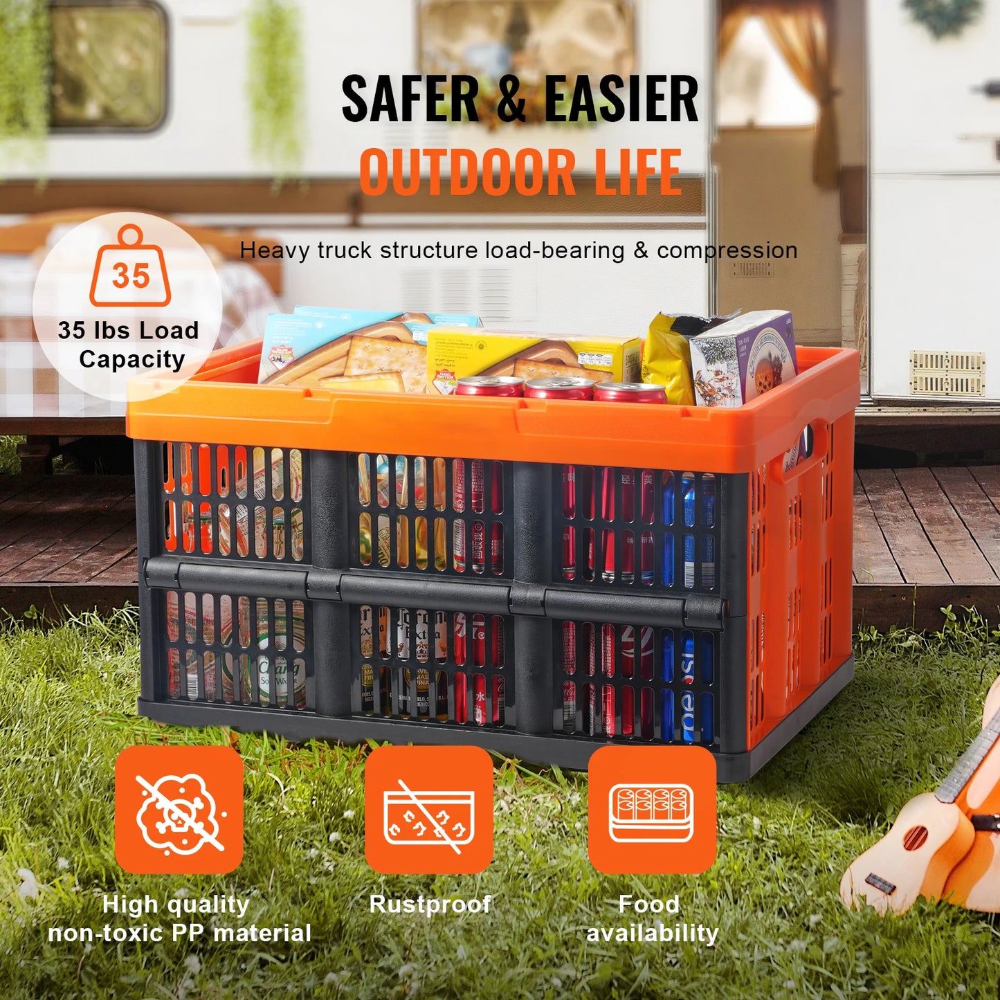 SucceBuy 45L Collapsible Storage Bins Stackable With Handles