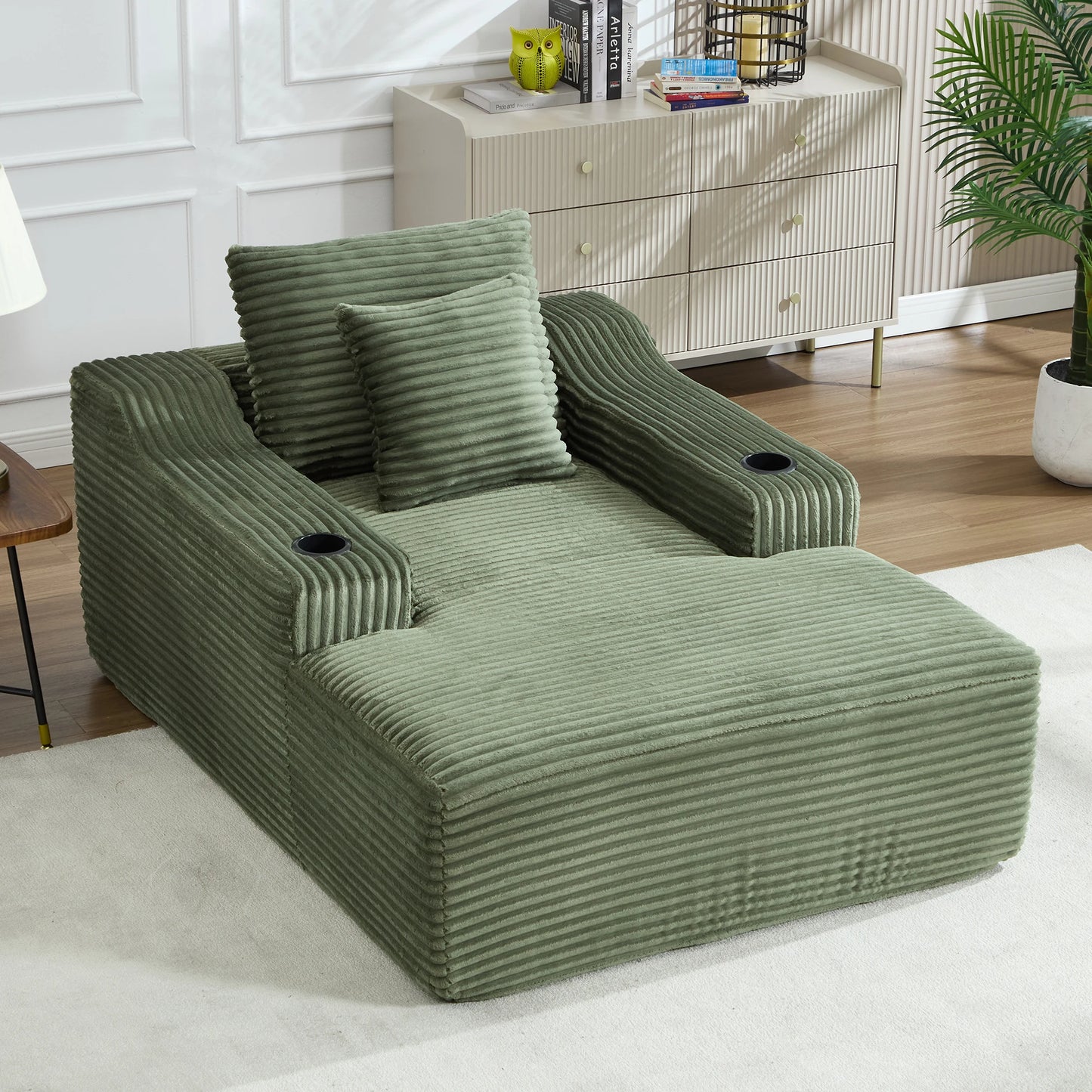 Corduroy Chaise Lounge Chair For Living Room And Bedroom