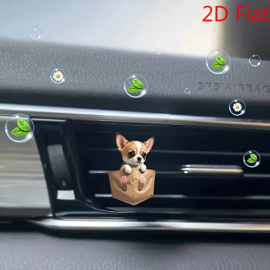 NONECN Chihuahua Car Air Freshener 2D Acrylic Aromatherapy Vent Clip