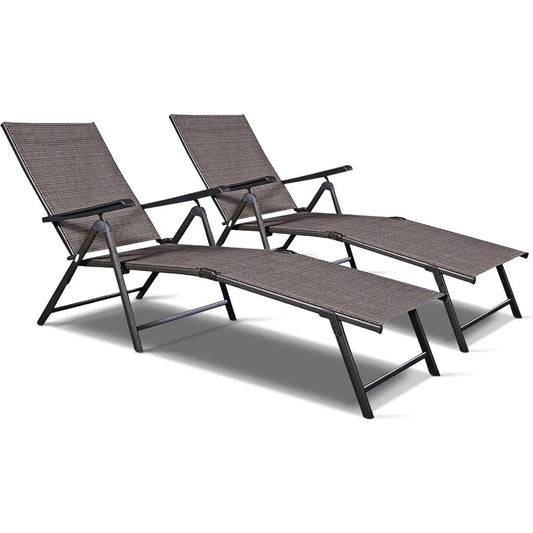 Folding Patio Chaise Lounge Chairs With Adjustable Backrests