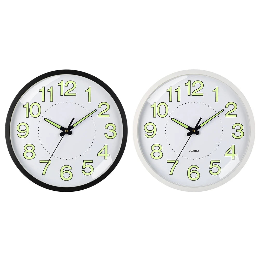 APWIKOGER Glow In The Dark Round Wall Clock Non Ticking Numerals And Hands