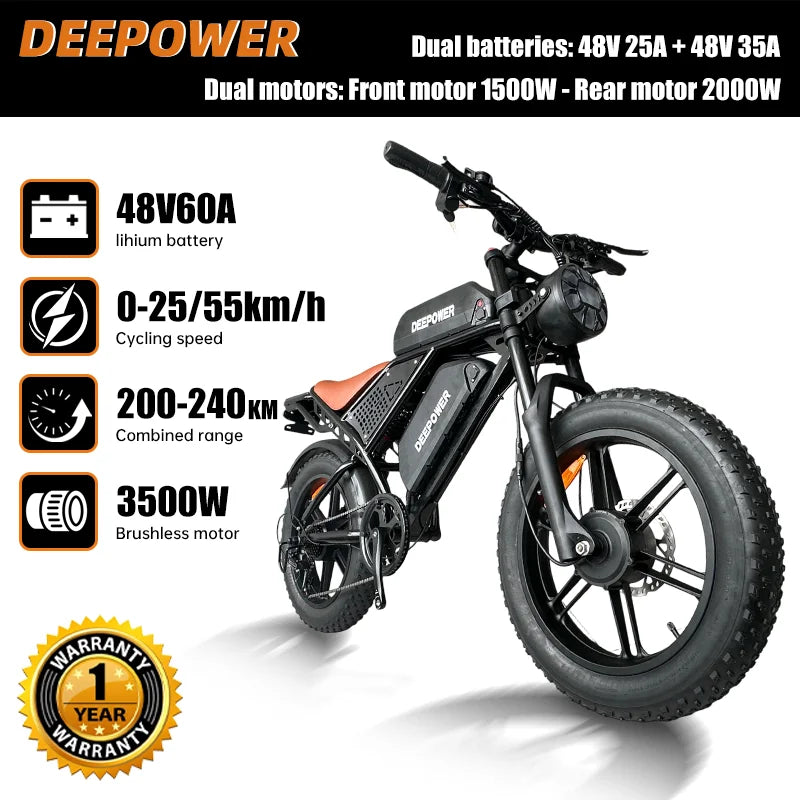 S8Advance 3500W 48V 60A Electric Mountain Ebike All Terrain