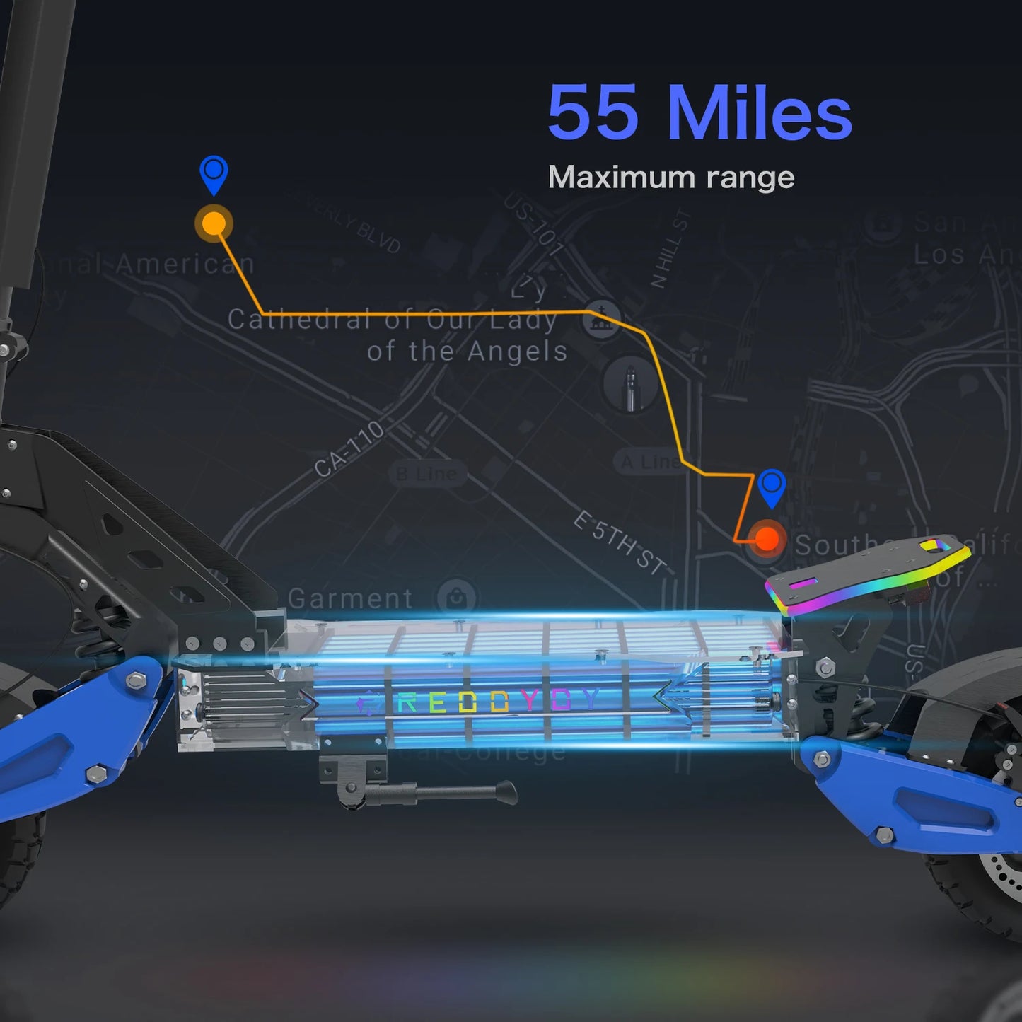 REDDYDY Electric Offroad Scooter 5000W Dual Motor 55 Mile Range