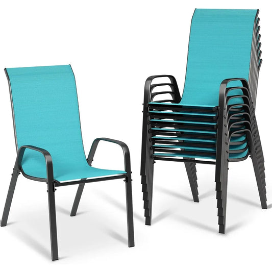 Patio Dining Stackable All Weather Chairs With Armrests