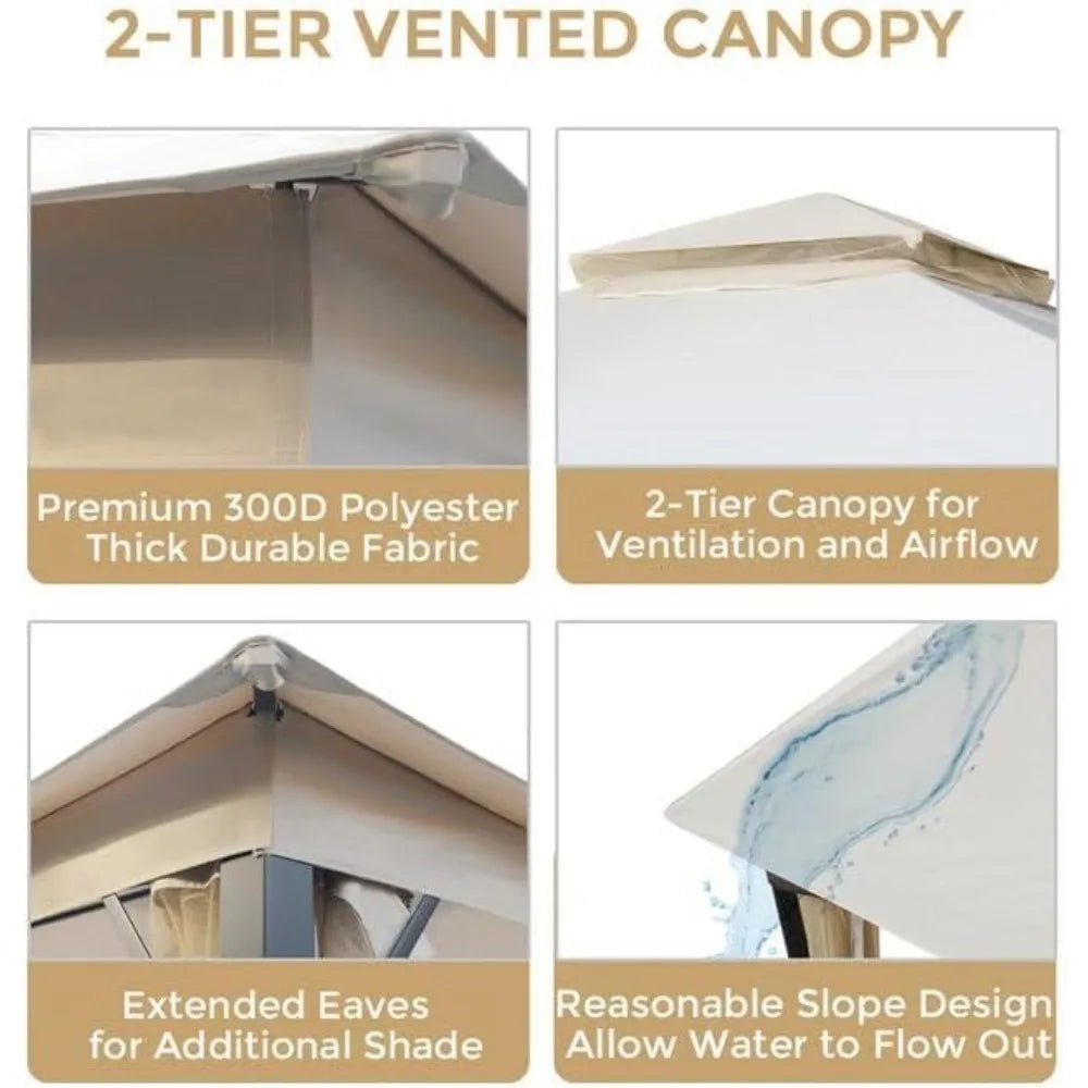 Double Soft Top Gazebo With Vent And Mosquito Netting