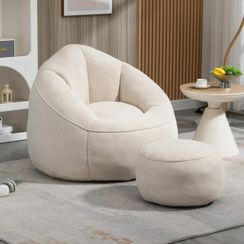 Beanbag Chair And Footstool Foam Couch For Living Room