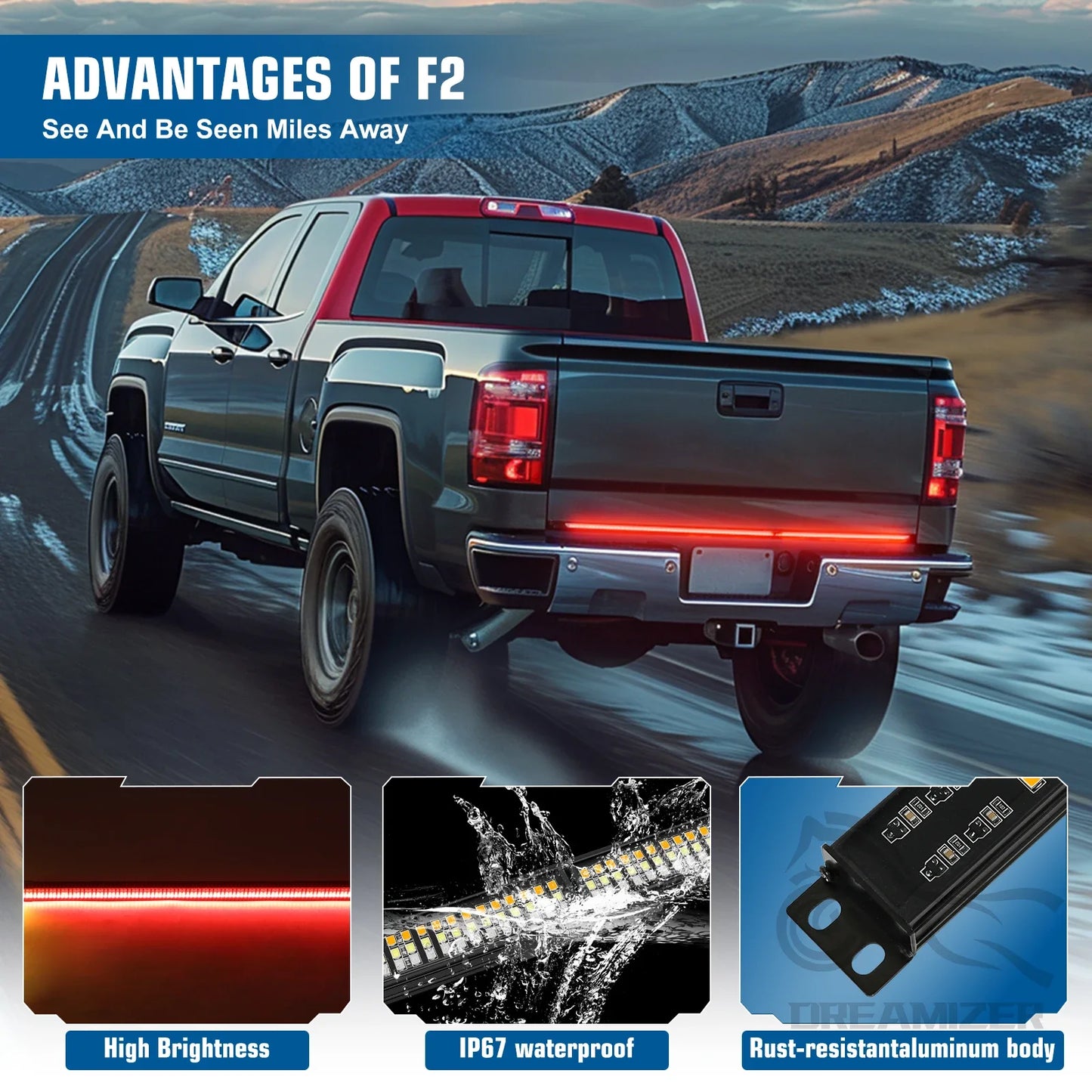 Universal 864 LED Tail Light Strip For Pickup Trucks Tailgate