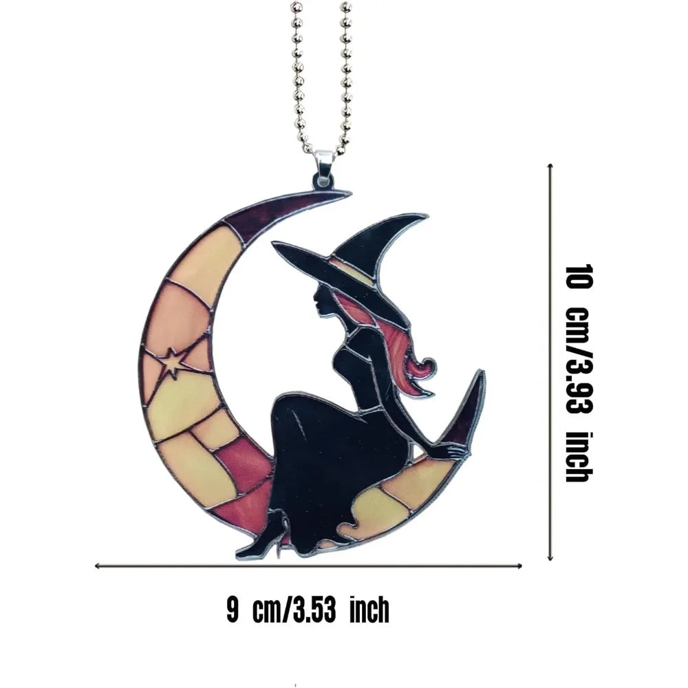 Moon Witch Car Hanging Ornament Rear View Mirror Decoration Charm