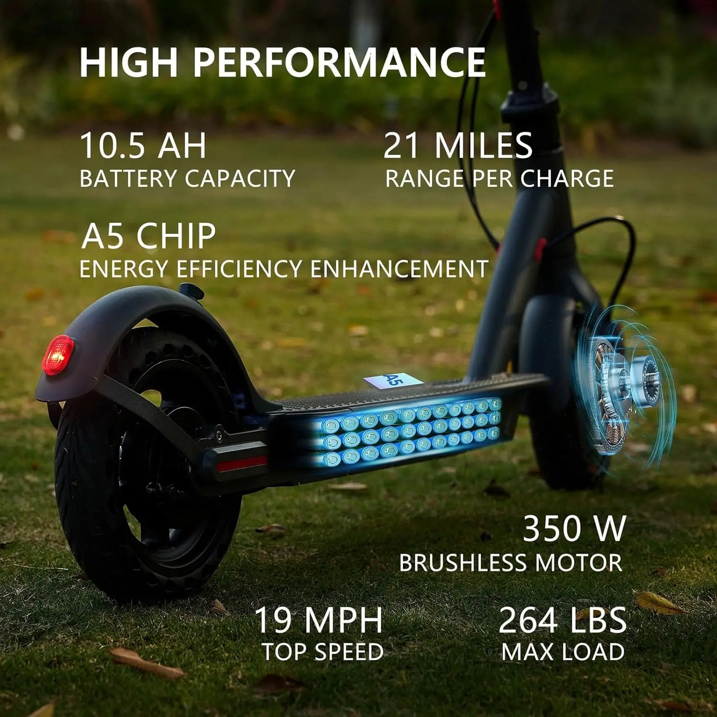 G5 Electric Scooter 36V 10Ah Battery Foldable 21 Mile Range