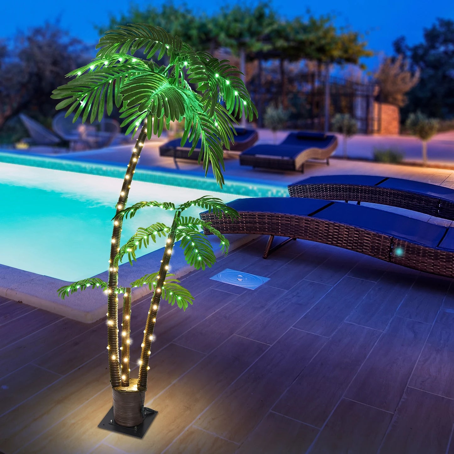 Solar LED Palm Tree Lighted Decoration For Tiki Bar
