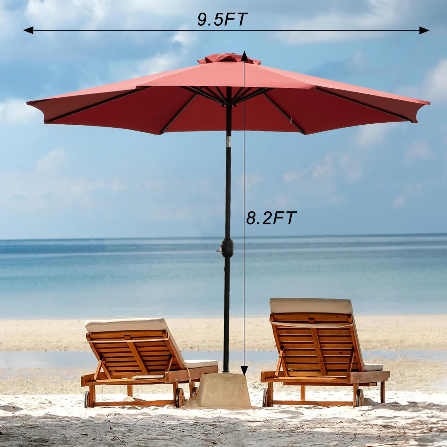 JHK Solar Patio Umbrella With 32 LED Lights UV-Resistant Outdoor