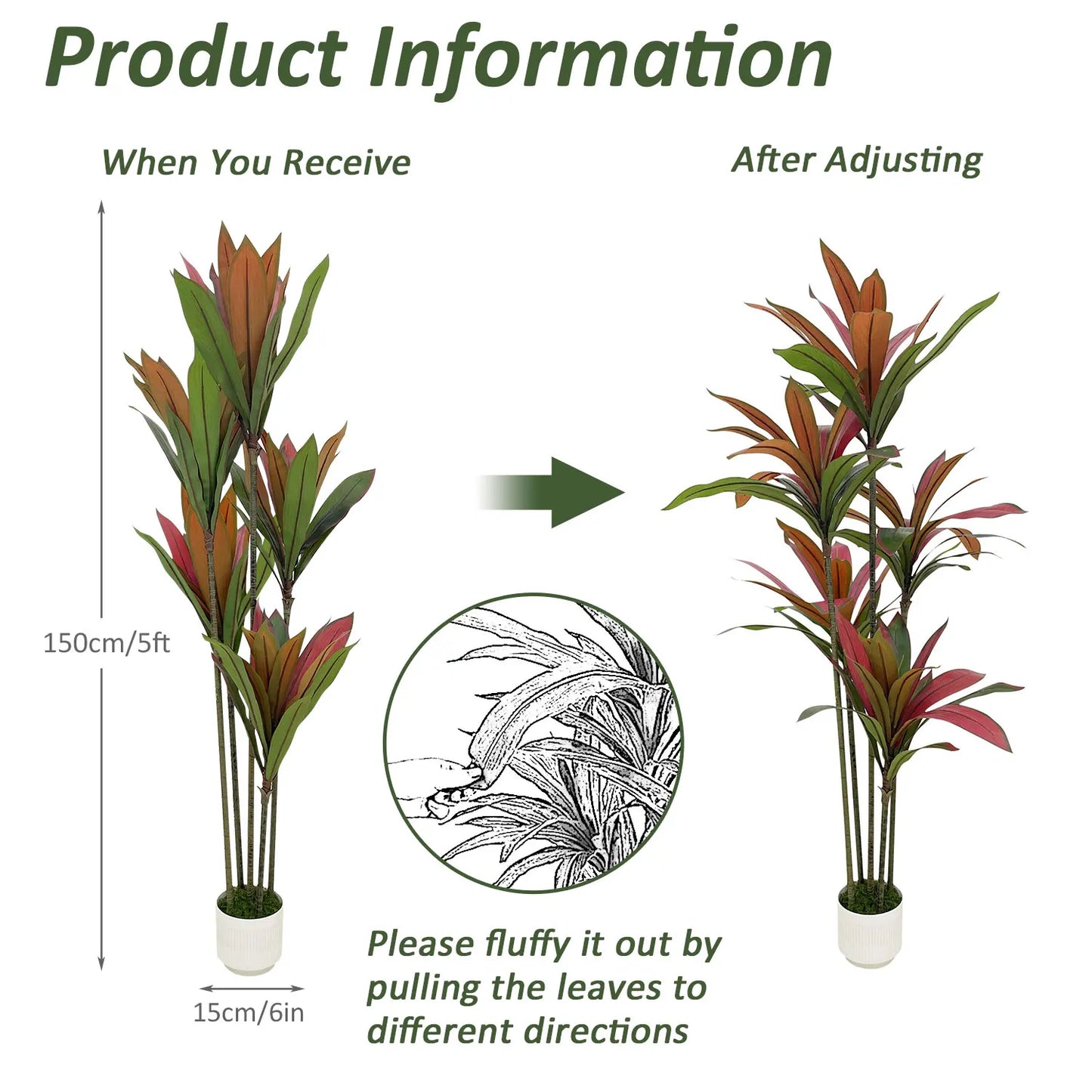 NONECN Artificial Areca Palm Silk Tree For Home Office Indoor Decor