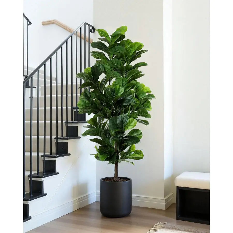 Artificial Fiddle Leaf Fig Tree Plastic Pot Indoor Decor