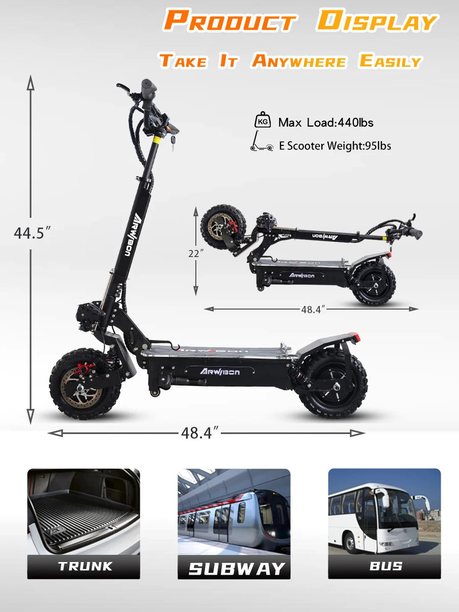 Arwibon 5600W Dual Motor Electric Scooter Foldable Seat
