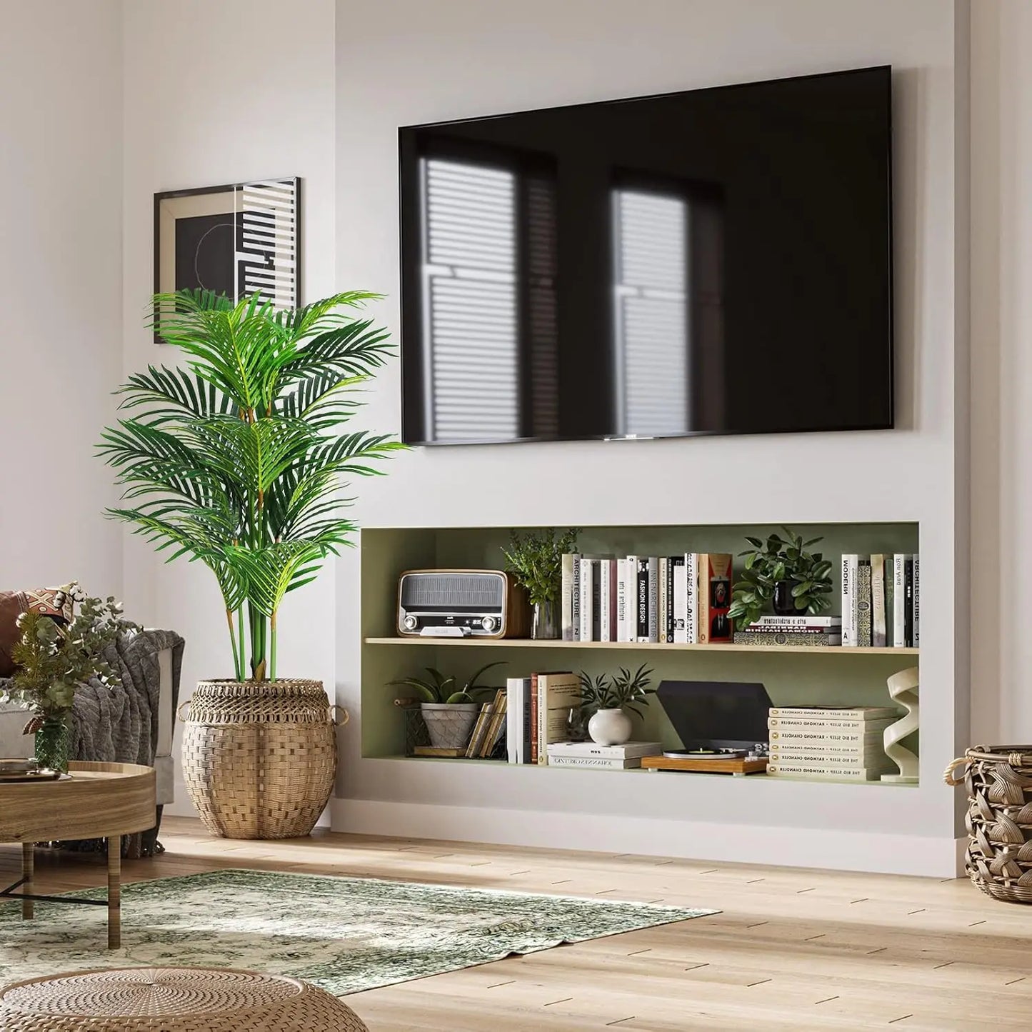 NONECN Artificial Areca Palm Silk Tree For Home Office Indoor Decor