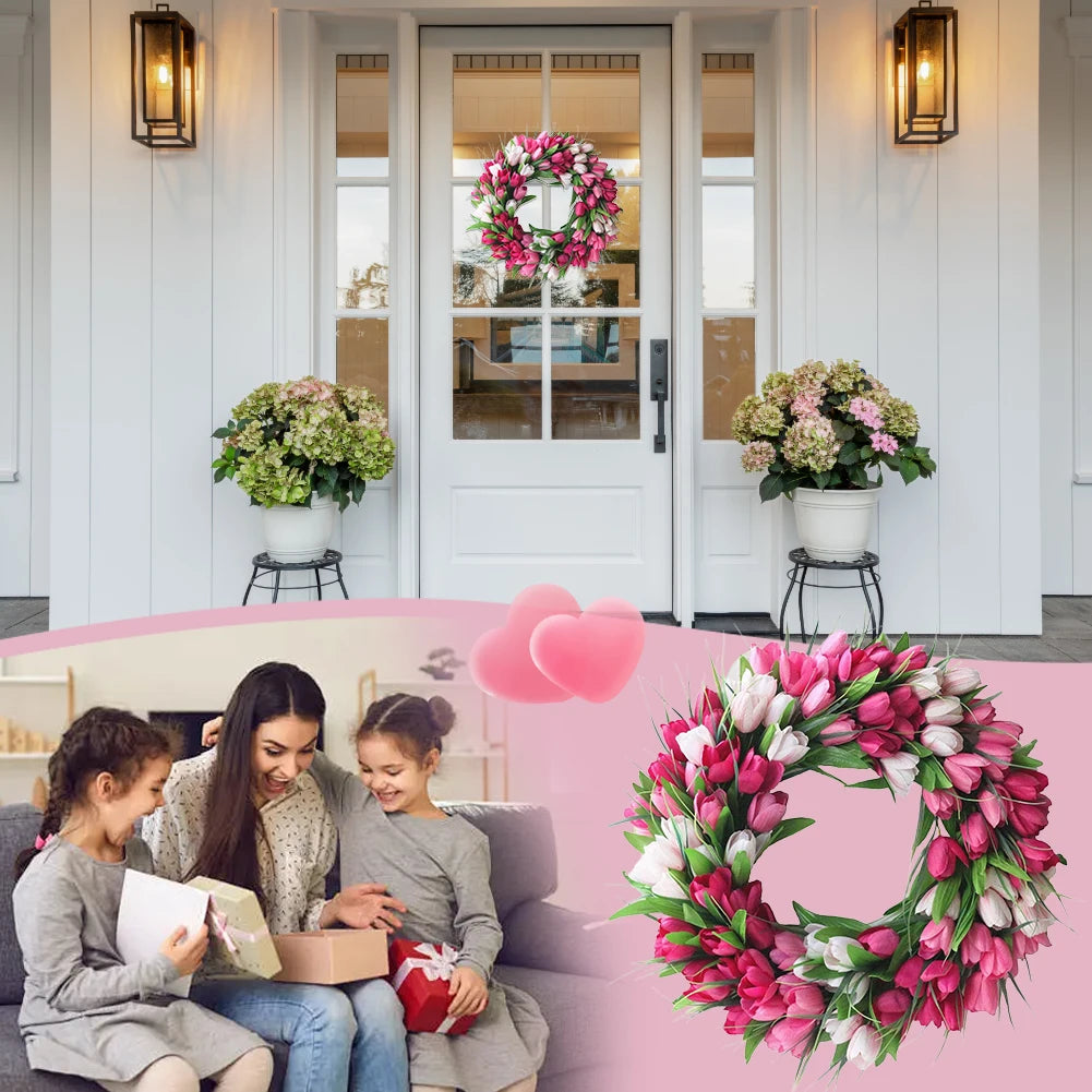 Tulip Front Door Spring Wreath for Elegant Home Decor