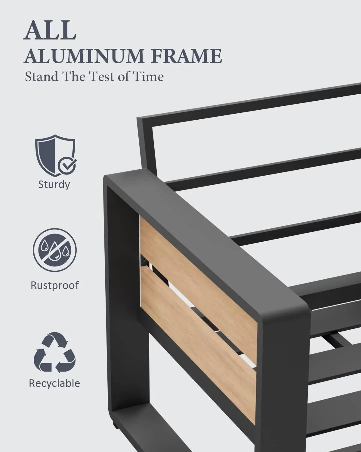 Modern Outdoor Aluminum Armchairs Set For All Weather Use