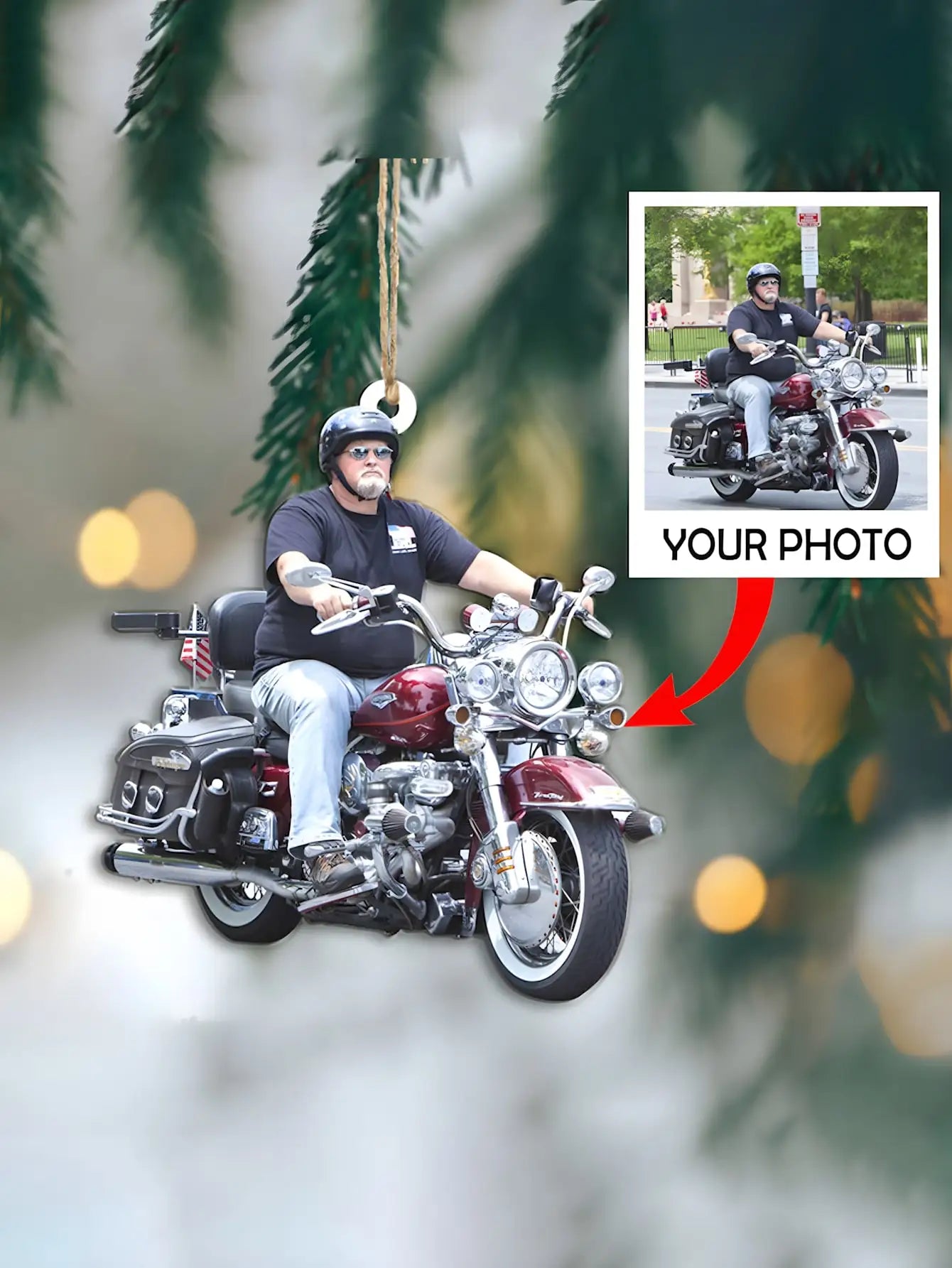 Custom Photo Car Ornament With Chain For Vehicle Interior