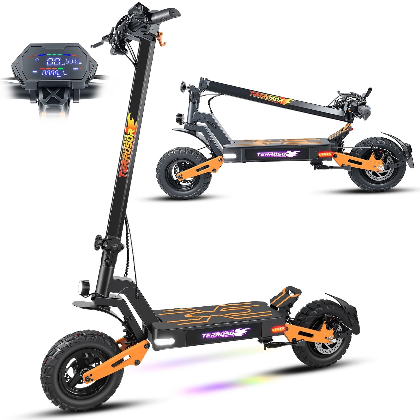 Electric Folding Scooter T10 1200W Dual Suspension 40mph 30mi Range