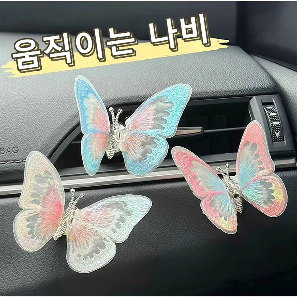NONECN 6Pcs 3D Moving Butterfly Car Dashboard Air Vent Decor