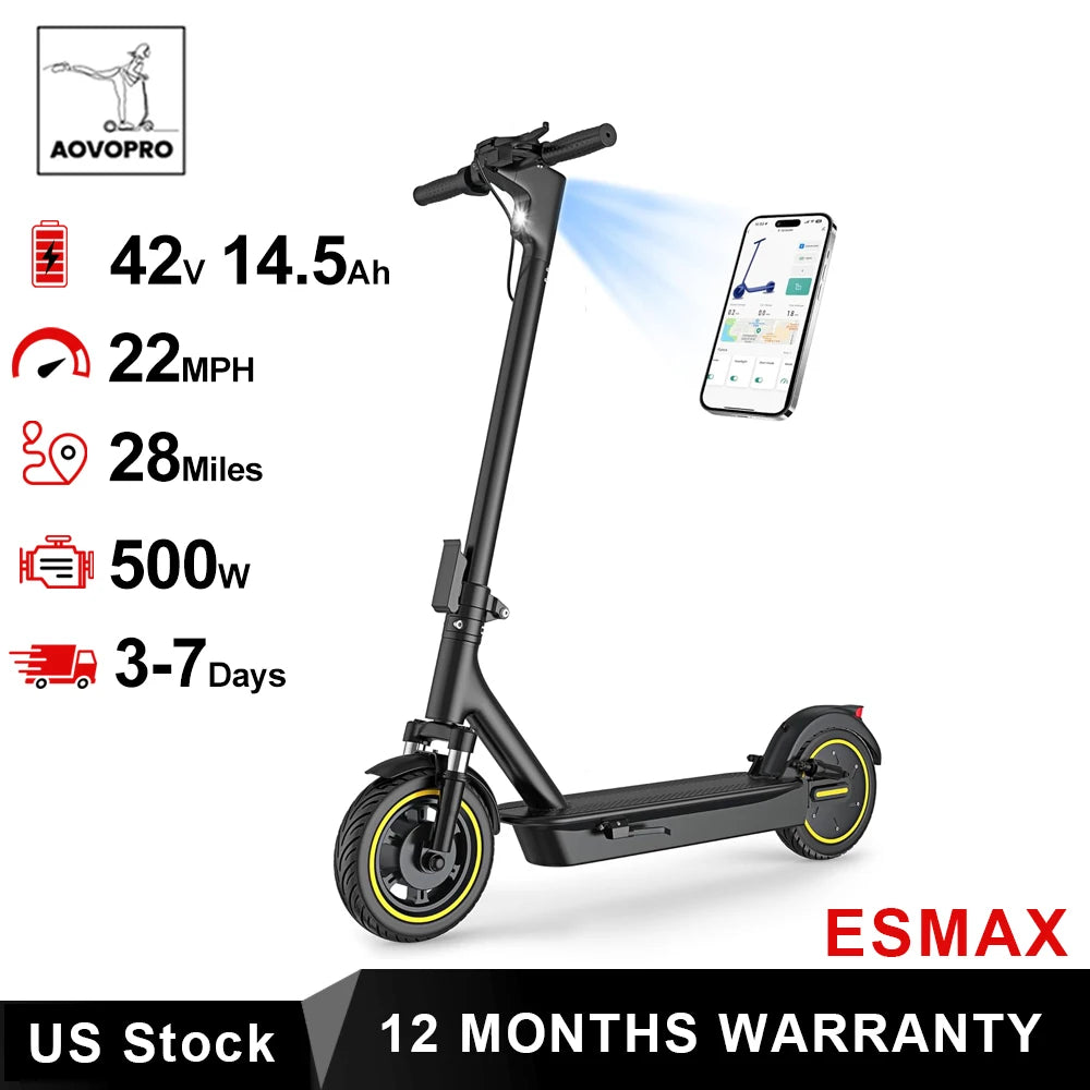 AOVOPRO ESMAX 500W Electric Scooter 22 MPH With 40km Range
