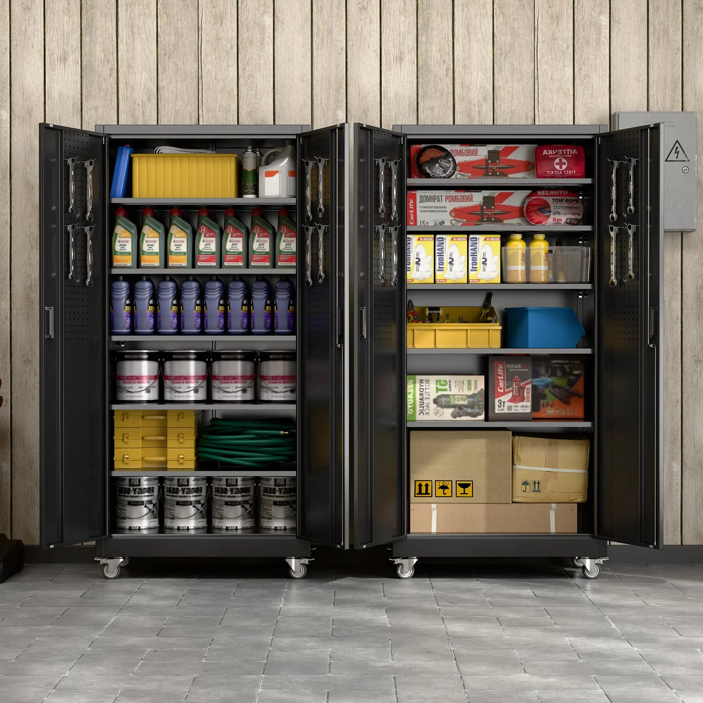 Aobabo Metal Garage Storage Cabinet On Wheels