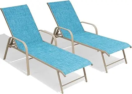 MKDK Outdoor Aluminum Chaise Lounge Chair Sun Lounger Five Position