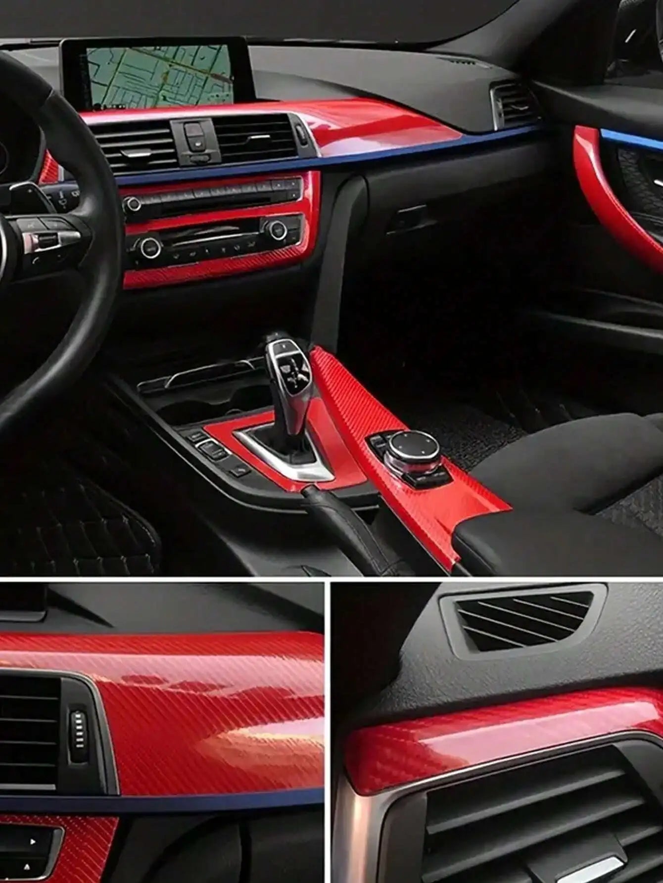 Glossy Carbon Fiber Vinyl Wrap For Car Interior Trim