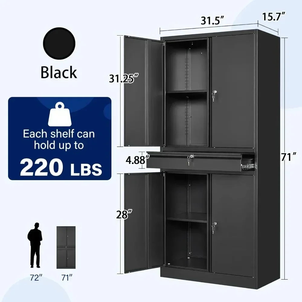 NONECN Garage Storage Cabinet With Locking Doors And Adjustable Shelves