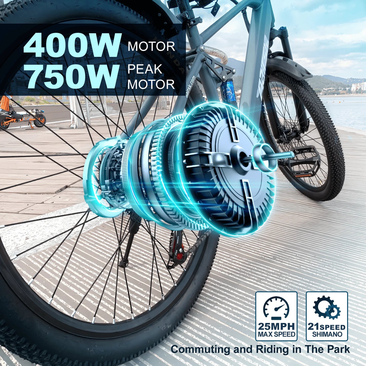 EOEOTWOC Electric Mountain Bike For Adults 750W Brushless Motor 25MPH