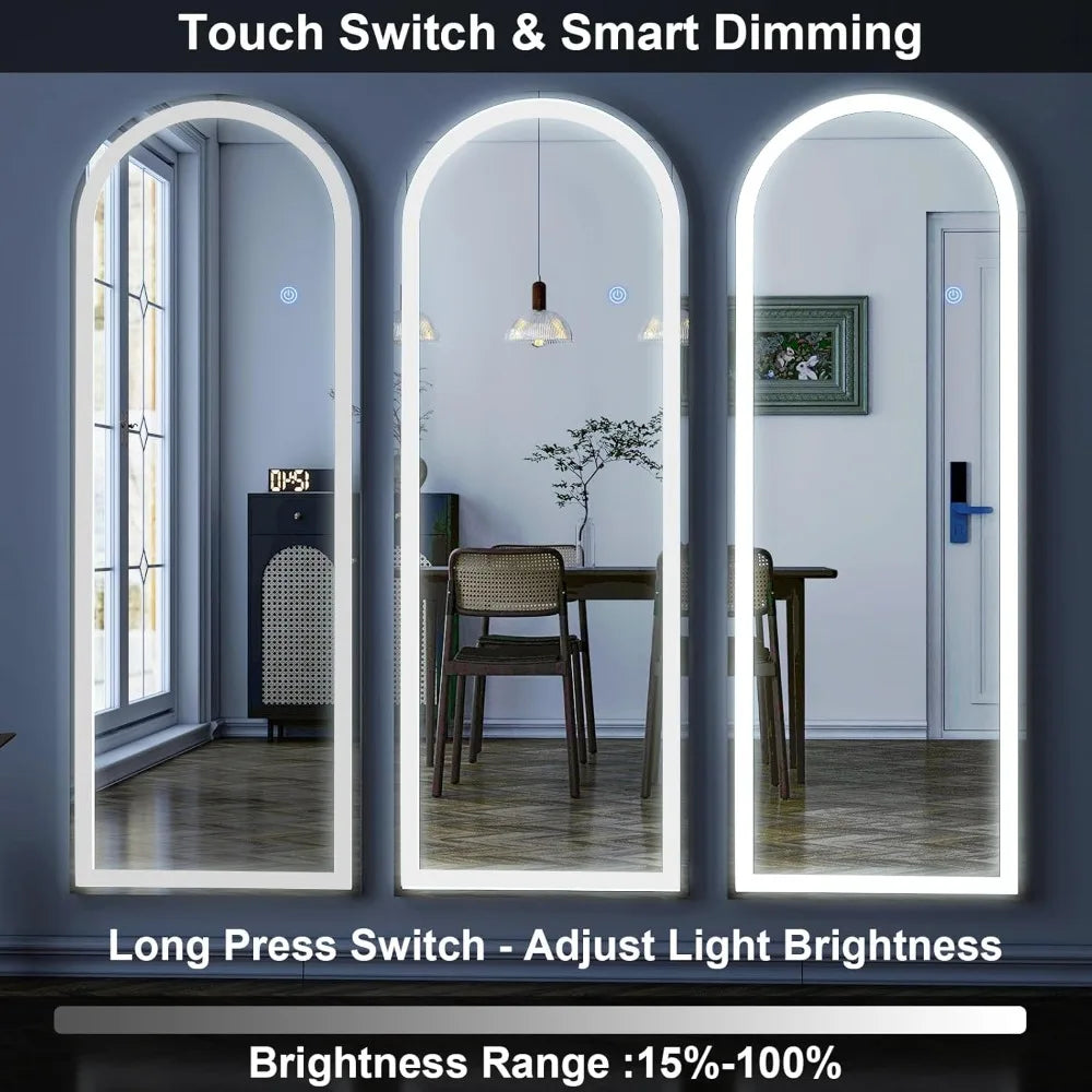 Arched Led Mirror With Dimmable Lights For Bedroom Cloakroom