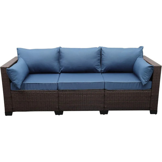 3 Seat Outdoor Wicker Sofa Rattan Frame With Cover