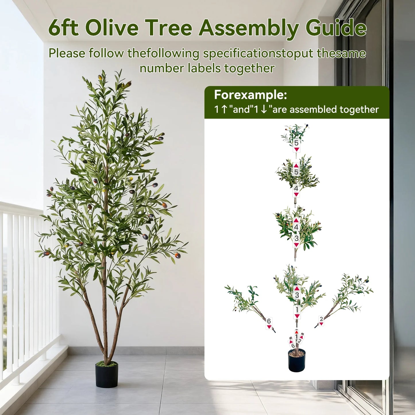 Artificial Olive Tree Indoor Faux Plant Anti Tip Protection