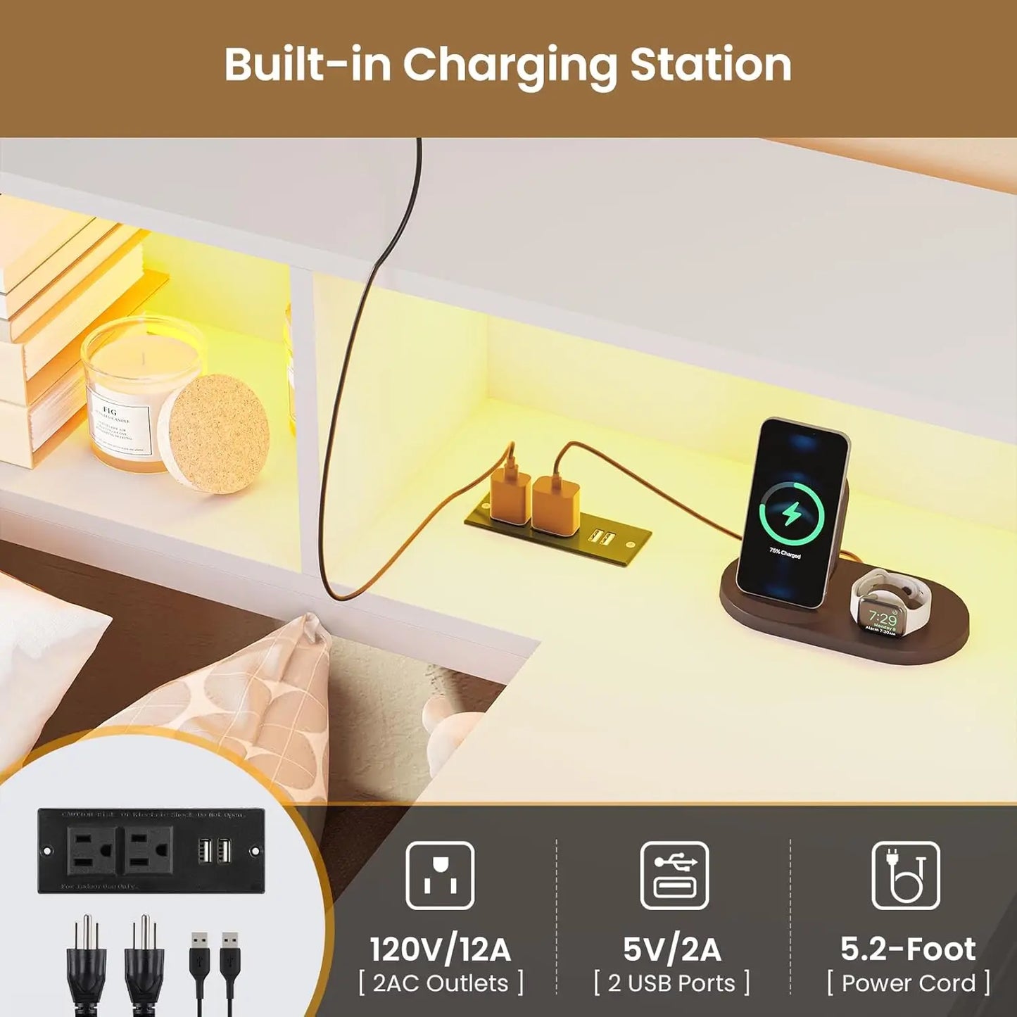 Corner Bed Frame With Desk Charging Station And Bookcase Storage