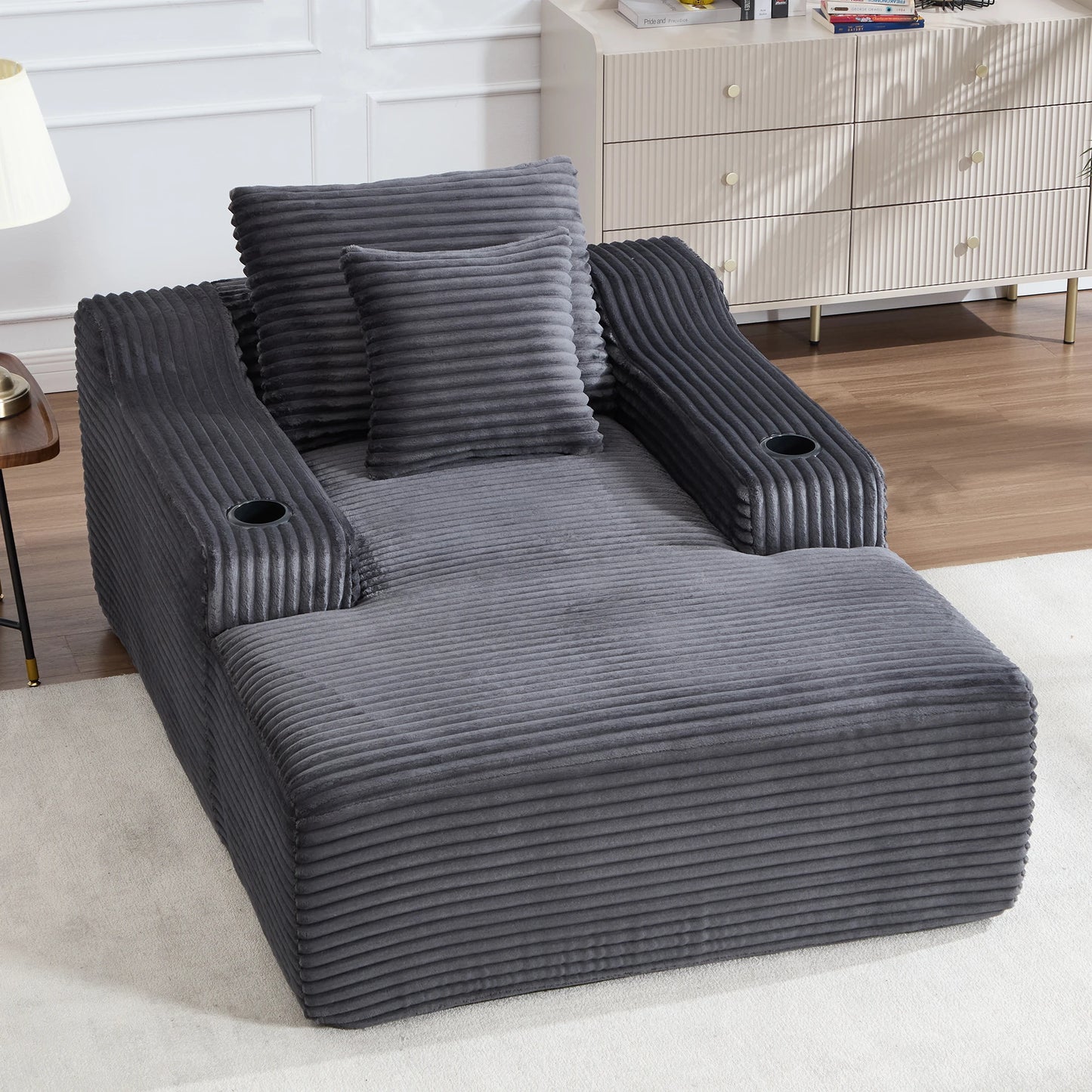 Corduroy Chaise Lounge Chair For Living Room And Bedroom