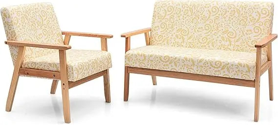 Medieval Style Wooden Sofa Set Upholstered Lounge Chairs Living Room Furniture