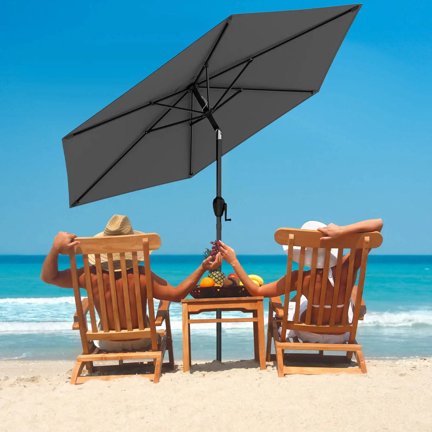 LIFEZEAL Patio Umbrella With Push Button Tilt Heavy Duty Market