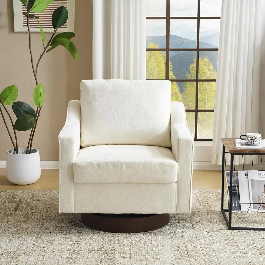 MidCentury Modern Swivel Accent Chair, 360Upholstered Armchair, Home Sofa with Track Arms for Living Room, Bedroom, Reading Room
