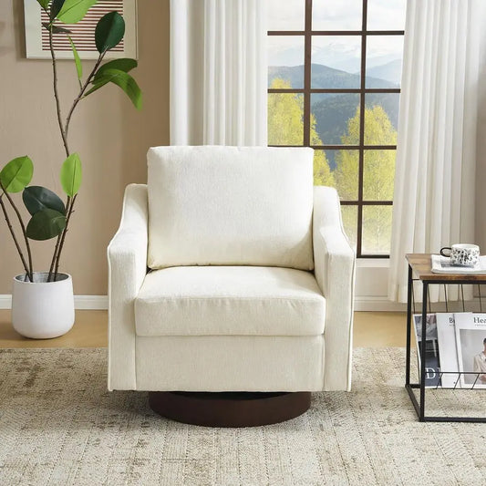 MidCentury Modern Swivel Accent Chair, 360Upholstered Armchair, Home Sofa with Track Arms for Living Room, Bedroom, Reading Room