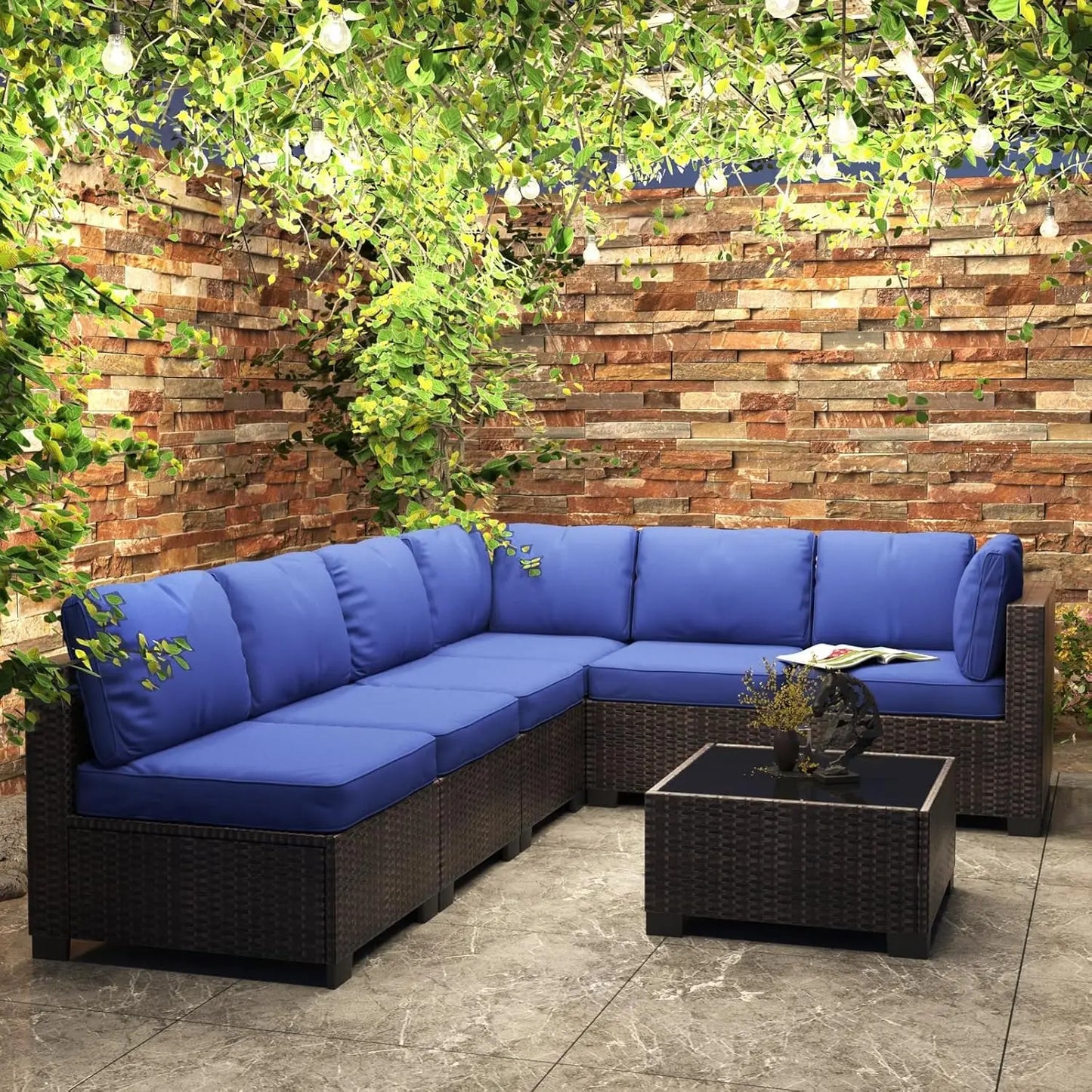 HobbyLane 7 Piece Modular Outdoor Furniture Set PE Rattan Wicker